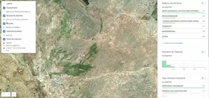 Visualización de la base catastral de Viacha