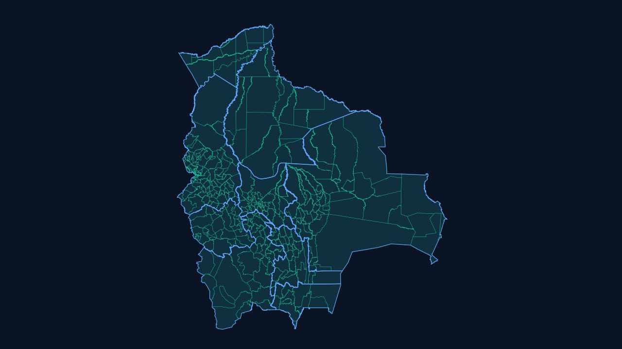 Video en bucle: Recorrido real sobre las capas territoriales de Bolivia